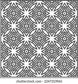 Stylish texture with figures from lines.
Abstract geometric black and white pattern for web page, textures, card, poster, fabric, textile. Monochrome graphic repeating design. 