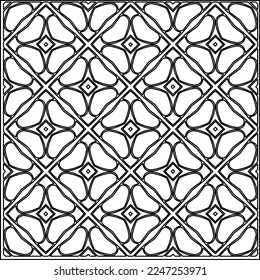 Stylish texture with figures from lines.
Abstract geometric black and white pattern for web page, textures, card, poster, fabric, textile. Monochrome graphic repeating design. 