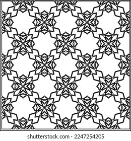 Stylish texture with figures from lines.
Abstract geometric black and white pattern for web page, textures, card, poster, fabric, textile. Monochrome graphic repeating design. 