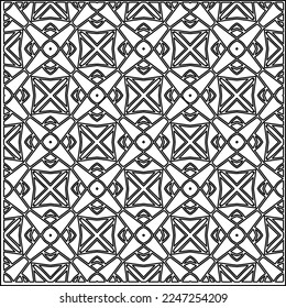 Stilvolle Textur mit Figuren aus Linien.
Abstraktes geometrisches Schwarz-Weiß-Muster für Webseiten, Texturen, Karten, Plakate, Gewebe, Textilien. Monochrome grafische Wiederholungsdesign. 