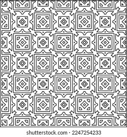 Stilvolle Textur mit Figuren aus Linien.
Abstraktes geometrisches Schwarz-Weiß-Muster für Webseiten, Texturen, Karten, Plakate, Gewebe, Textilien. Monochrome grafische Wiederholungsdesign. 