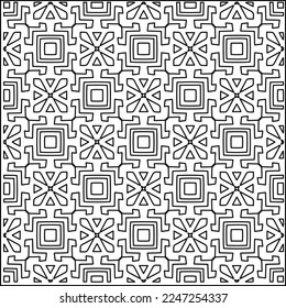 Stylish texture with figures from lines.
Abstract geometric black and white pattern for web page, textures, card, poster, fabric, textile. Monochrome graphic repeating design. 