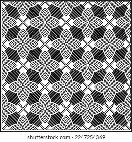 Stylish texture with figures from lines.
Abstract geometric black and white pattern for web page, textures, card, poster, fabric, textile. Monochrome graphic repeating design. 
