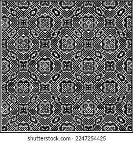 Stylish texture with figures from lines.
Abstract geometric black and white pattern for web page, textures, card, poster, fabric, textile. Monochrome graphic repeating design. 
