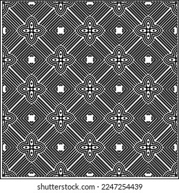 Stylish texture with figures from lines.
Abstract geometric black and white pattern for web page, textures, card, poster, fabric, textile. Monochrome graphic repeating design. 