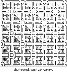 Stylish texture with figures from lines.
Abstract geometric black and white pattern for web page, textures, card, poster, fabric, textile. Monochrome graphic repeating design. 