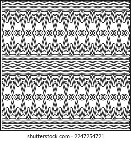 Stylish texture with figures from lines.
Abstract geometric black and white pattern for web page, textures, card, poster, fabric, textile. Monochrome graphic repeating design. 