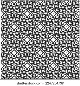 Stylish texture with figures from lines.
Abstract geometric black and white pattern for web page, textures, card, poster, fabric, textile. Monochrome graphic repeating design. 