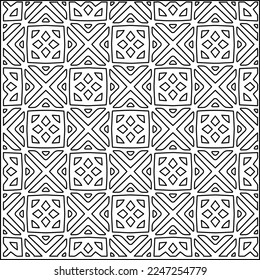 Stilvolle Textur mit Figuren aus Linien.
Abstraktes geometrisches Schwarz-Weiß-Muster für Webseiten, Texturen, Karten, Plakate, Gewebe, Textilien. Monochrome grafische Wiederholungsdesign. 