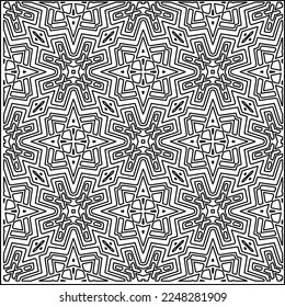 
Stylish texture with figures from lines.
Abstract geometric black and white pattern for web page, textures, card, poster, fabric, textile. Monochrome graphic repeating design. 