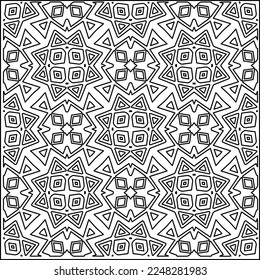 
Stylish texture with figures from lines.
Abstract geometric black and white pattern for web page, textures, card, poster, fabric, textile. Monochrome graphic repeating design. 