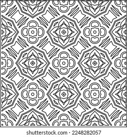 
Stylish texture with figures from lines.
Abstract geometric black and white pattern for web page, textures, card, poster, fabric, textile. Monochrome graphic repeating design. 