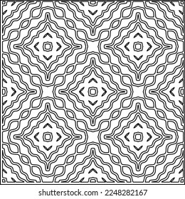 Stylish texture with figures from lines.
Abstract geometric black and white pattern for web page, textures, card, poster, fabric, textile. Monochrome graphic repeating design. 