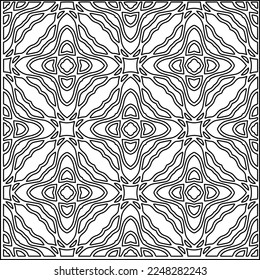 Stylish texture with figures from lines.
Abstract geometric black and white pattern for web page, textures, card, poster, fabric, textile. Monochrome graphic repeating design. 