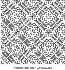 
Stilvolle Textur mit Figuren aus Linien.
Abstraktes geometrisches Schwarz-Weiß-Muster für Webseiten, Texturen, Karten, Plakate, Gewebe, Textilien. Monochrome grafische Wiederholungsdesign. 