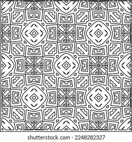 
Stylish texture with figures from lines.
Abstract geometric black and white pattern for web page, textures, card, poster, fabric, textile. Monochrome graphic repeating design. 