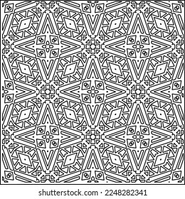 Stylish texture with figures from lines.
Abstract geometric black and white pattern for web page, textures, card, poster, fabric, textile. Monochrome graphic repeating design. 