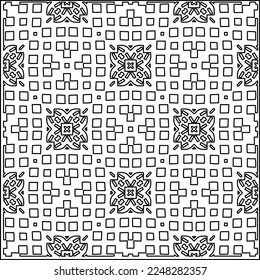 
Stylish texture with figures from lines.
Abstract geometric black and white pattern for web page, textures, card, poster, fabric, textile. Monochrome graphic repeating design. 