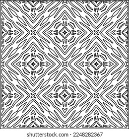 Stylish texture with figures from lines.
Abstract geometric black and white pattern for web page, textures, card, poster, fabric, textile. Monochrome graphic repeating design. 