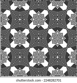 Textura elegante con figuras de líneas.
Resumen de patrones geométricos en blanco y negro para página web, texturas, tarjeta, afiche, tela, textil. Diseño repetitivo gráfico monocromo. 