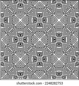 Stylish texture with figures from lines.
Abstract geometric black and white pattern for web page, textures, card, poster, fabric, textile. Monochrome graphic repeating design. 