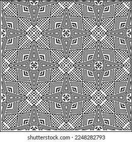 Stylish texture with figures from lines.
Abstract geometric black and white pattern for web page, textures, card, poster, fabric, textile. Monochrome graphic repeating design. 