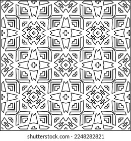 
Stilvolle Textur mit Figuren aus Linien.
Abstraktes geometrisches Schwarz-Weiß-Muster für Webseiten, Texturen, Karten, Plakate, Gewebe, Textilien. Monochrome grafische Wiederholungsdesign. 