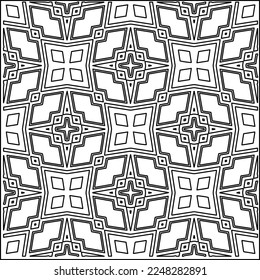 Stylish texture with figures from lines.
Abstract geometric black and white pattern for web page, textures, card, poster, fabric, textile. Monochrome graphic repeating design. 