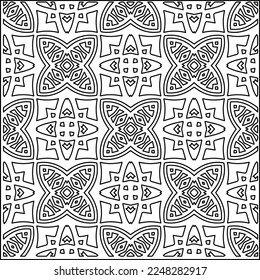 
Stylish texture with figures from lines.
Abstract geometric black and white pattern for web page, textures, card, poster, fabric, textile. Monochrome graphic repeating design. 