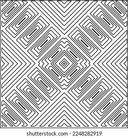 
Stylish texture with figures from lines.
Abstract geometric black and white pattern for web page, textures, card, poster, fabric, textile. Monochrome graphic repeating design. 