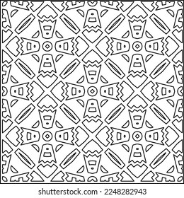 
Stylish texture with figures from lines.
Abstract geometric black and white pattern for web page, textures, card, poster, fabric, textile. Monochrome graphic repeating design. 