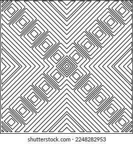 
Stylish texture with figures from lines.
Abstract geometric black and white pattern for web page, textures, card, poster, fabric, textile. Monochrome graphic repeating design. 