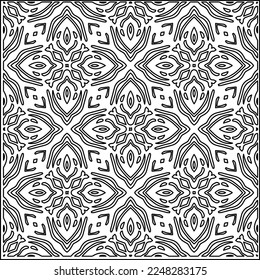 Stylish texture with figures from lines.
Abstract geometric black and white pattern for web page, textures, card, poster, fabric, textile. Monochrome graphic repeating design. 