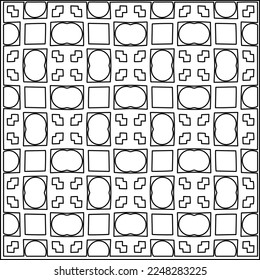 Stylish texture with figures from lines.
Abstract geometric black and white pattern for web page, textures, card, poster, fabric, textile. Monochrome graphic repeating design. 