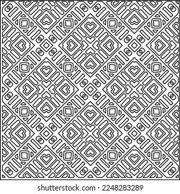 Stylish texture with figures from lines.
Abstract geometric black and white pattern for web page, textures, card, poster, fabric, textile. Monochrome graphic repeating design. 
