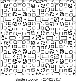 Stylish texture with figures from lines.
Abstract geometric black and white pattern for web page, textures, card, poster, fabric, textile. Monochrome graphic repeating design. 