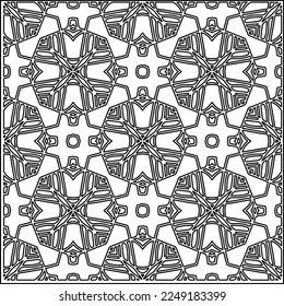 Stylish texture with figures from lines.
Abstract geometric black and white pattern for web page, textures, card, poster, fabric, textile. Monochrome graphic repeating design. 