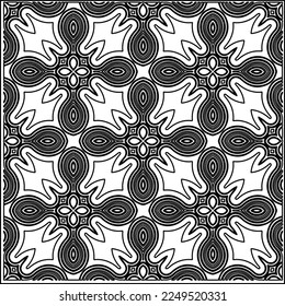 Stylish texture with figures from lines.
Abstract geometric black and white pattern for web page, textures, card, poster, fabric, textile. Monochrome graphic repeating design. 