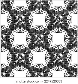 Stylish texture with figures from lines.
Abstract geometric black and white pattern for web page, textures, card, poster, fabric, textile. Monochrome graphic repeating design. 