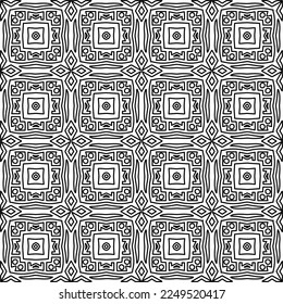 Stylish texture with figures from lines.
Abstract geometric black and white pattern for web page, textures, card, poster, fabric, textile. Monochrome graphic repeating design. 