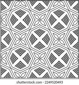 Stylish texture with figures from lines.
Abstract geometric black and white pattern for web page, textures, card, poster, fabric, textile. Monochrome graphic repeating design. 
