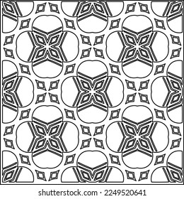 Stylish texture with figures from lines.
Abstract geometric black and white pattern for web page, textures, card, poster, fabric, textile. Monochrome graphic repeating design. 