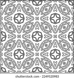 
Stylish texture with figures from lines.
Abstract geometric black and white pattern for web page, textures, card, poster, fabric, textile. Monochrome graphic repeating design. 