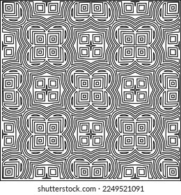 Stylish texture with figures from lines.
Abstract geometric black and white pattern for web page, textures, card, poster, fabric, textile. Monochrome graphic repeating design. 