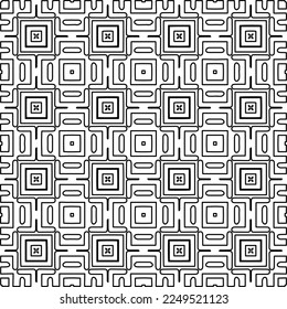 Stylish texture with figures from lines.
Abstract geometric black and white pattern for web page, textures, card, poster, fabric, textile. Monochrome graphic repeating design. 