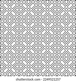 Stylish texture with figures from lines.
Abstract geometric black and white pattern for web page, textures, card, poster, fabric, textile. Monochrome graphic repeating design. 