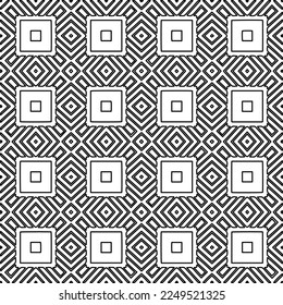 Stylish texture with figures from lines.
Abstract geometric black and white pattern for web page, textures, card, poster, fabric, textile. Monochrome graphic repeating design. 