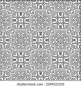 Stylish texture with figures from lines.
Abstract geometric black and white pattern for web page, textures, card, poster, fabric, textile. Monochrome graphic repeating design. 