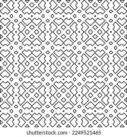 Stylish texture with figures from lines.
Abstract geometric black and white pattern for web page, textures, card, poster, fabric, textile. Monochrome graphic repeating design. 