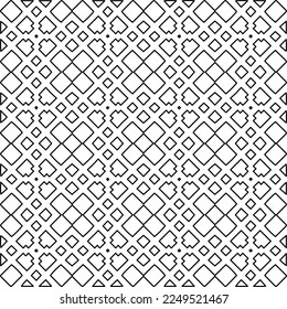 Stylish texture with figures from lines.
Abstract geometric black and white pattern for web page, textures, card, poster, fabric, textile. Monochrome graphic repeating design. 